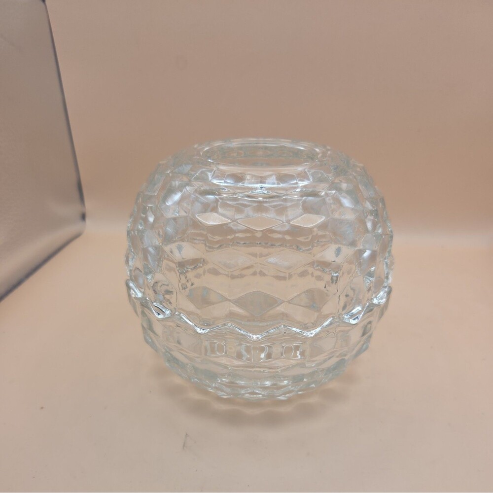 Fostoria Homco Cubist Fairy Lamp Two-piece Clear Glass with insert